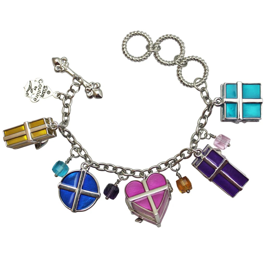 Ritzy Couture Life's A Gift Box Adjustable Charm Toggle Bracelet - Silvertone